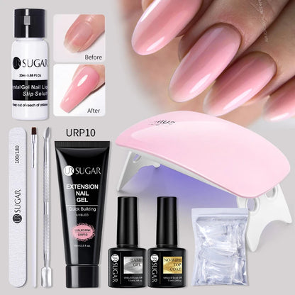 Nude Glitter Gel Nail Polish Kit for Long-Lasting Manicure - Smarsty