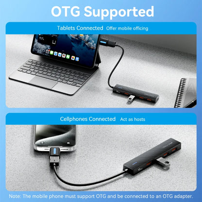 4 Port USB Hub USB 3 Gen 2 10Gbps LaptopCompatibleDevice