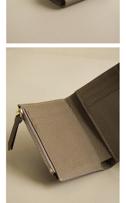New PU Leather Small For Women Wallet Luxury Envelope Card Holder Brand Designer Multipurpose Zip Coin Cowhide Short Purse 2024