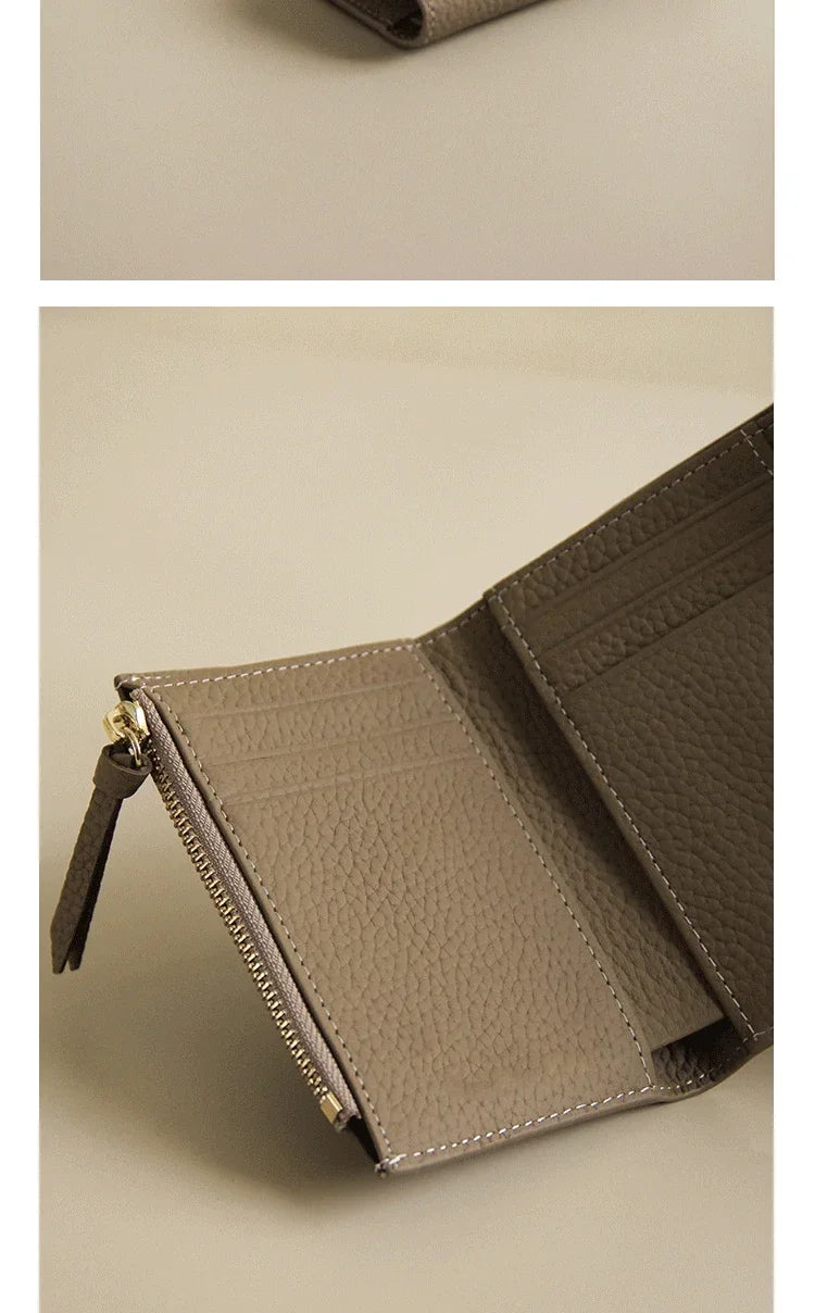 New PU Leather Small For Women Wallet Luxury Envelope Card Holder Brand Designer Multipurpose Zip Coin Cowhide Short Purse 2024
