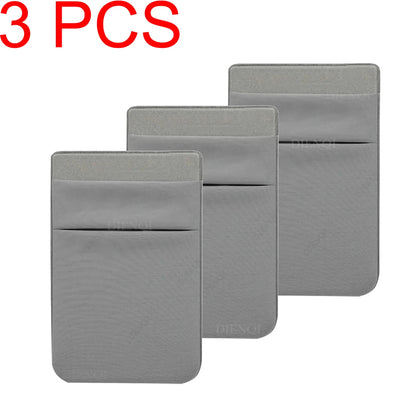 Fashion Elastic Cloth Cell Phone Card Holder Mobile Phone Wallet Case Credit ID Card Holder Adhesive Sticker Pocket Money Bag