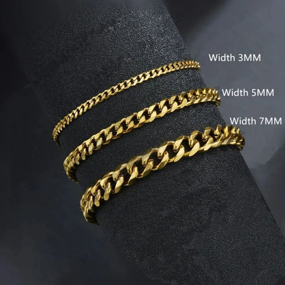 Trendy Stainless Steel Cuban Chain Bracelet for Men - Smarsty