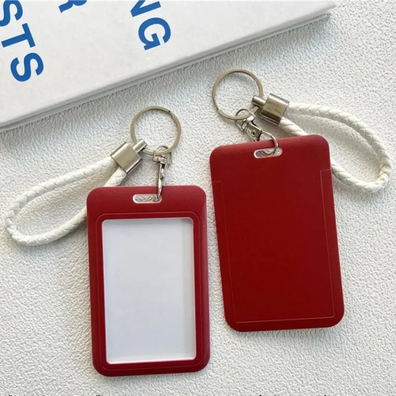 1Pc Macaron Bus ID Card Protective Cover Cases Student Meat Keyring Card Campus Access Door Credit Card Holder Bag Set Key Chain