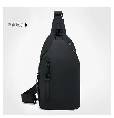 Mens Nylon Chest Bag With USB Charging Compact Crossbody - Smarsty