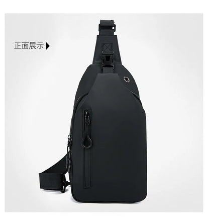 Mens Nylon Chest Bag With USB Charging Compact Crossbody - Smarsty