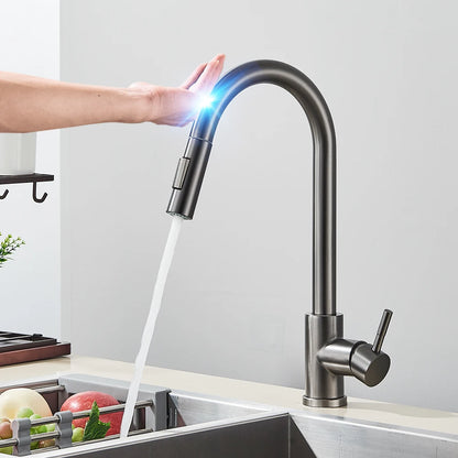 Pull Out Sensor Black Kitchen Faucet With Touch Control - Smarsty