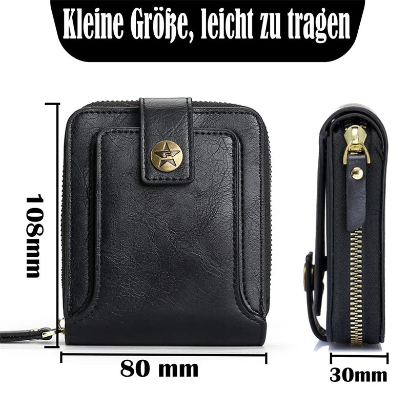 Vintage Men's Wallet PU Leather Short Purse Men Hasp Zipper Clutch Solid Color Wallets High Quality Durable Convenient Wallets - Smarsty