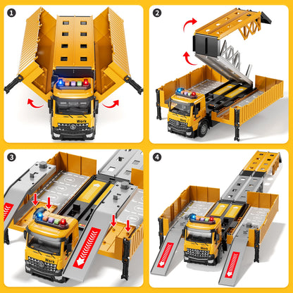 Carrier Truck Race Track Kids Toys Construction Truck Toys For 3-8 Years Old Boy Transport Car Truck With Tower Crane Truck Sets