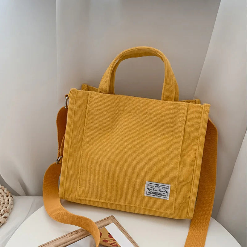 Corduroy Women Handbag Large Capacity Shoulder Bag - Smarsty