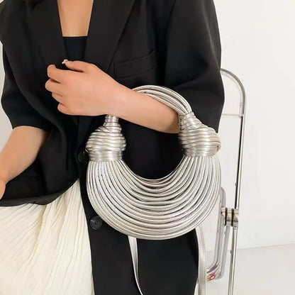 Women Handbags 2024 Designer Rope Knotted Gold Clutch - Smarsty