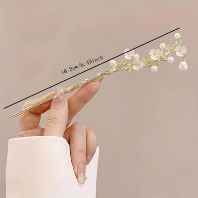 Elegant Floral Design Hair Clip with Tassels - Smarsty