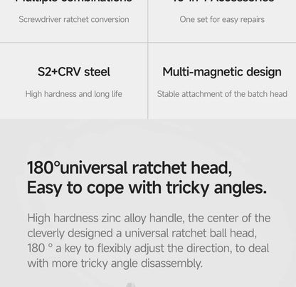 VMAN 40-in-1 Multi-Function Ratchet Screwdriver Kit with Magnetic Bits – Mini Repair Tool Set for PC, iPhone & Home Use