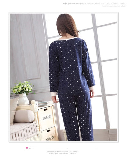 2PCS/Set Women Fashion Long-Sleeved Pajamas Fall and Winter Cartoon Love Bear Cute Soft Loose Casual Sleepwear Outside Homewear - Smarsty