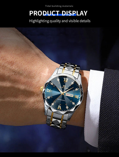 Luxury Men’s Water Resistant Quartz Watch with Night Glow - Smarsty