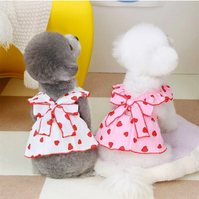 Strawberry Pattern Dog Summer Dress for Stylish Pets - Smarsty