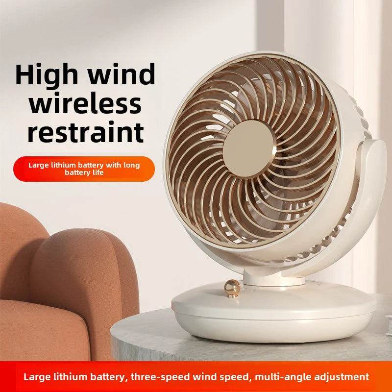 6" Desk Fan Portable USB Table Fan 3 Speed Settings 300° Tilt & 120° Oscillation Quiet Air Circulator for Home Office Beige