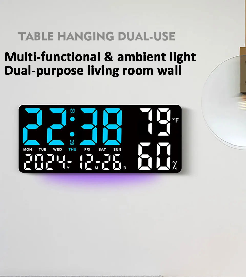 Digital Wall Clock with Remote Control and Humidity Display - Smarsty