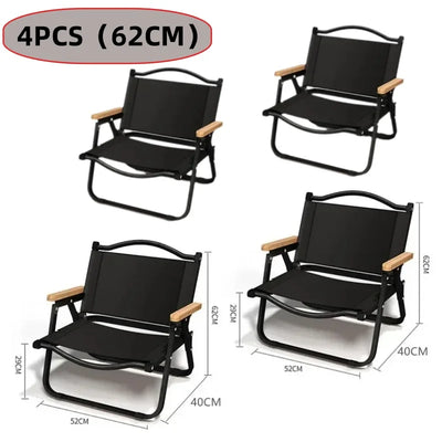 4/2/1PCS-khaki Camping Chair Portable Outdoor Chair Aluminum Alloy Wood Grain Folding Chair Camping Equipment Kermit Chair by Smarsty