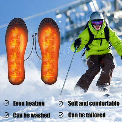 USB Heated Insoles Shoe Electric Foot Warming Pad Feet Warmer Sock Pad Mat Winter Outdoor Sports Heating Insole Winter Warm - Smarsty