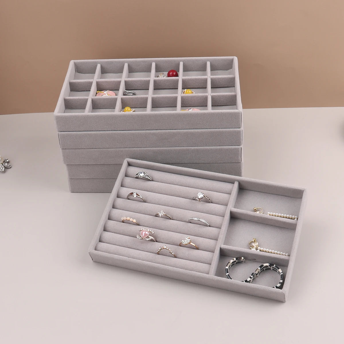 Velvet Jewelry Organizer Box for Rings and Necklaces - Smarsty