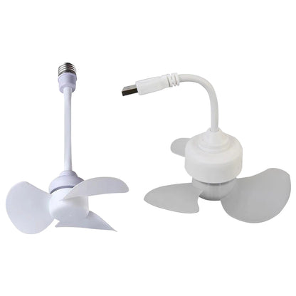 Indoor Ceiling Fan Light E27 Base/USB Light Bulb Fan with Socket Hose Extender Small Ceiling Fan Light for Bedroom Living Room