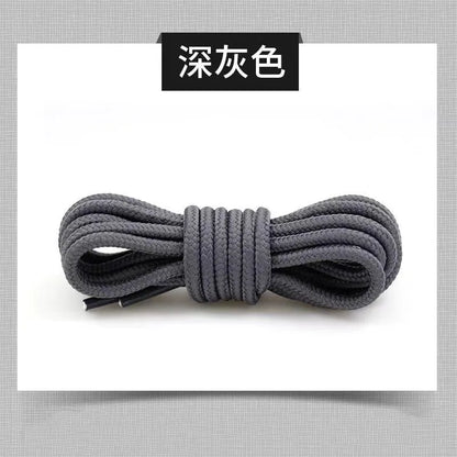 2pcs/ Pair Round Solid Polyester Black Brown Shoelaces For Marten Boot Women Men Outdoor Hiking Boots Sports Shoes Lace Strings - Smarsty