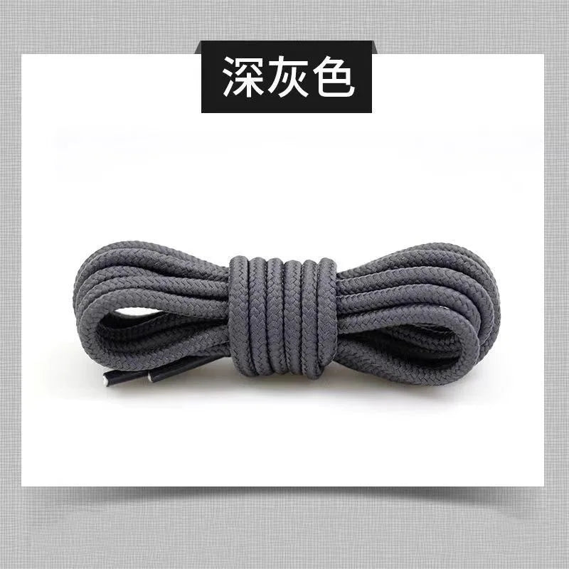 2pcs/ Pair Round Solid Polyester Black Brown Shoelaces For Marten Boot Women Men Outdoor Hiking Boots Sports Shoes Lace Strings - Smarsty