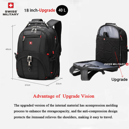 SWISS MILITARY Fashion Travel Multifunction Large Capacity Male Bag Usb Charging Waterproof 23 inch Laptop Backpack Men Mochila - Smarsty