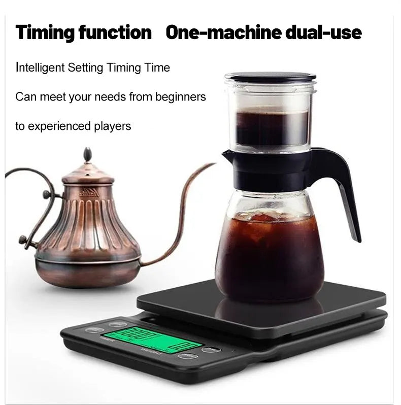 Black Precision Coffee Scale With Timer 0.1g Accuracy - Smarsty