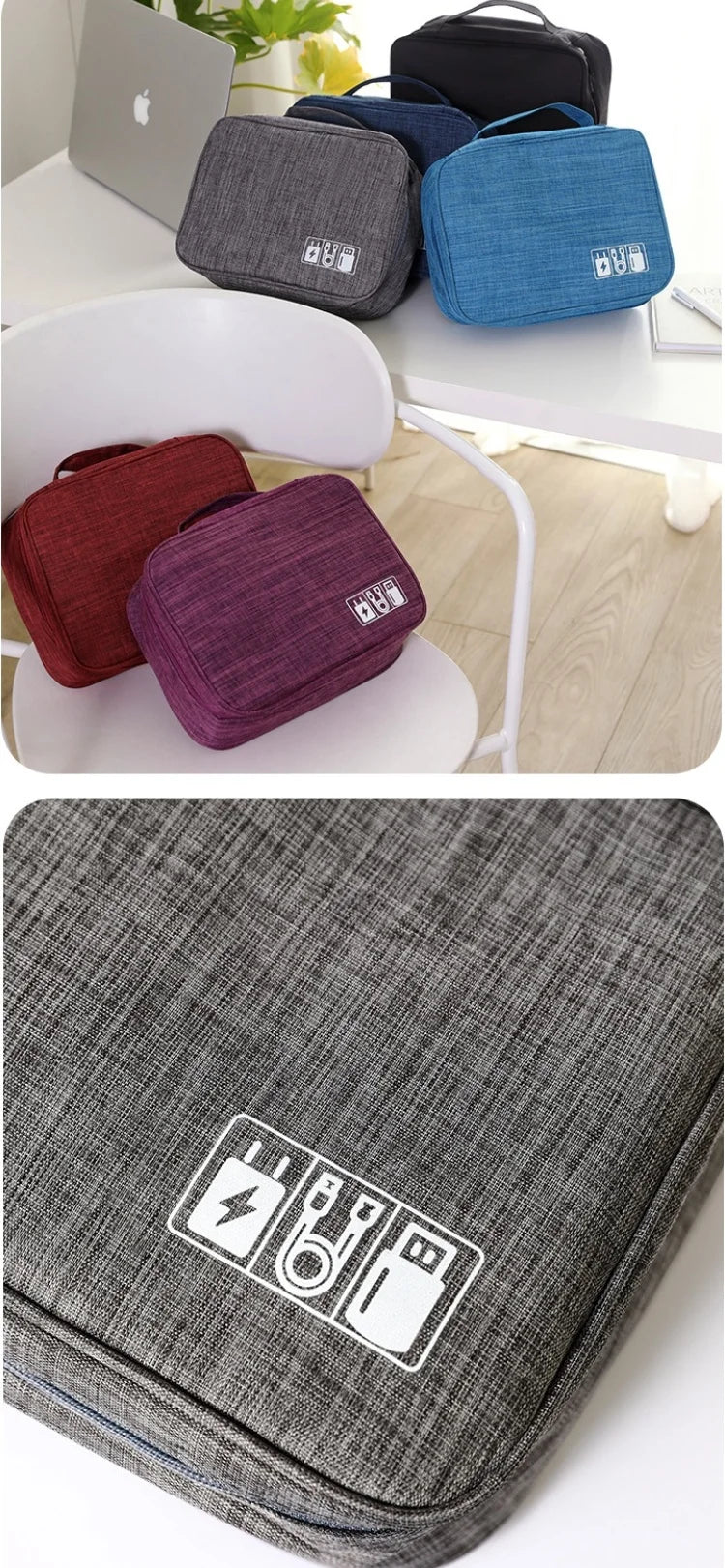 Travel Electronics Storage Bag With High Capacity Cables - Smarsty