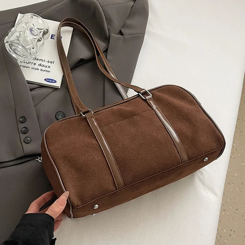 Casual Large Capacity Suede Shoulder Bag For Women Retro - Smarsty