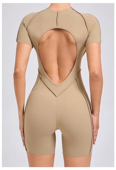 Short Jumpsuit Gym Clothes For Women Sportswear Fitness Overalls Backless Scrunch Booty Yoga Suit Sports Set Outfit - Smarsty