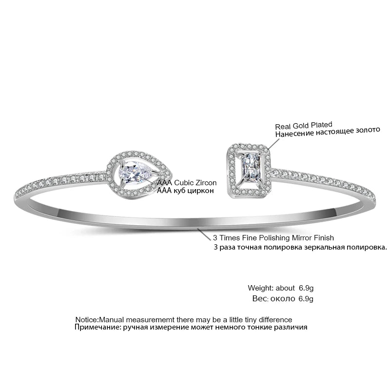 Luxury Gold Cuff Bangles with Cubic Zirconia for Women - Smarsty