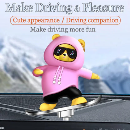 Car Center Console Ornament Bear Cartoon Alloy Sliding - Smarsty