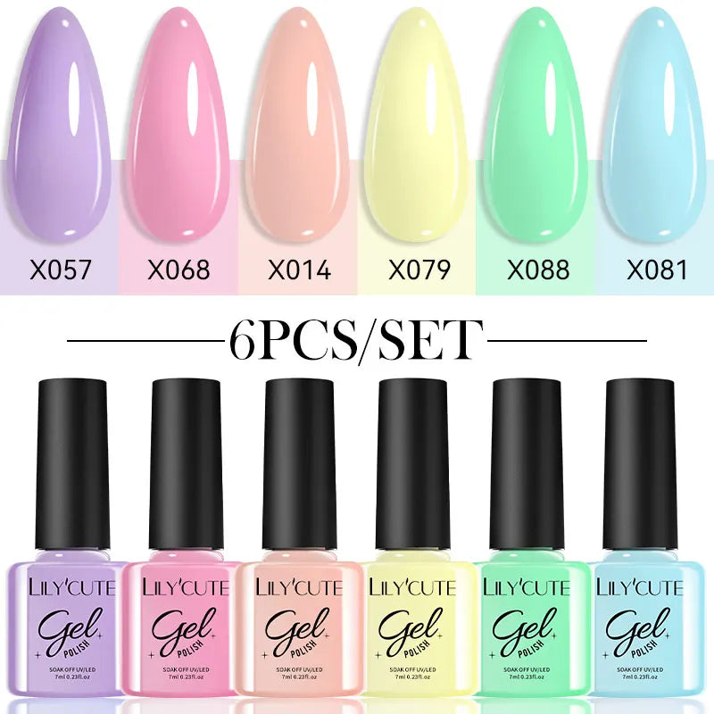 LILYCUTE 6 Piece Coffee Gel Nail Polish Set - Smarsty