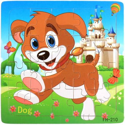 New 20 Piece Wooden 3d Puzzle Cartoon Animal Vehicle Jigsaw Puzzle Montessori Educational Toys For Kids Baby 1 2 3 Years by Smarsty