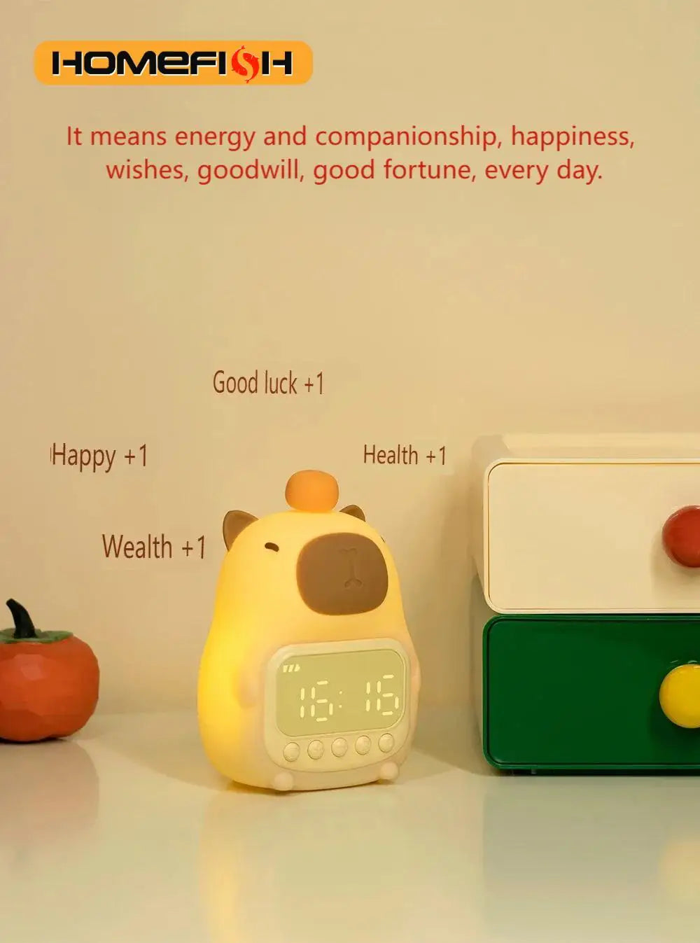 Capybara LED Night Light Alarm Clock for Kids - Smarsty