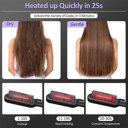 Electric Hair Straightener Brush Fast Heating Ceramic Design - Smarsty