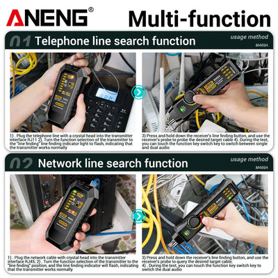 ANENG M469A Network Cable Tracker Tool with RJ45 and RJ11 Support - Smarsty