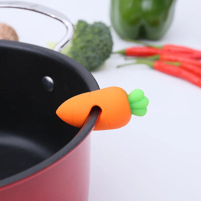 Silicone Carrot Chicken Leg Shaped Pot Lid Lifting Anti Overflow Device, Anti Overflow Pot Lid Clip, Practical Kitchen Tool by Smarsty