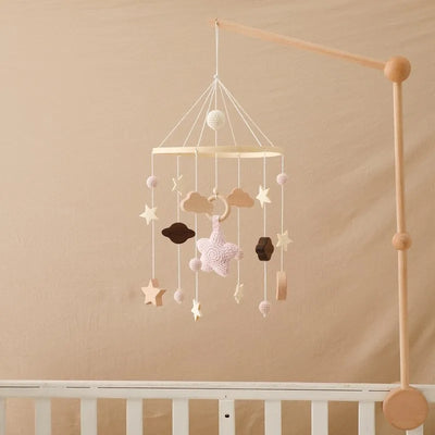 Baby Crib Mobile Bed Bell Rattle Toys Wooden Crochet Stars Pendant Bed Bell Toys Newborn Comfort Crib Bracket Hanging Toys Gifts by Smarsty