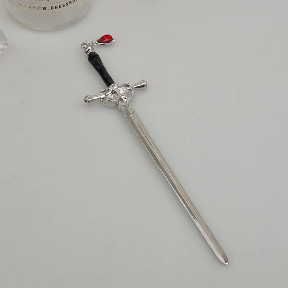 Chinese Style Sword Hairpin for Women with Ruby Accent - Smarsty