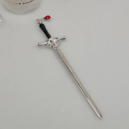 Chinese Style Sword Hairpin for Women with Ruby Accent - Smarsty