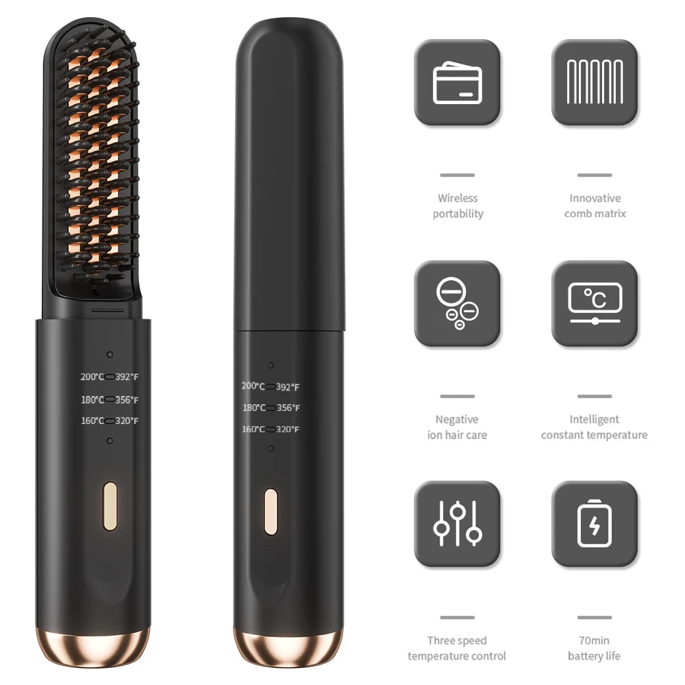Cordless Beard Straightener Brush for Fast Styling - Smarsty
