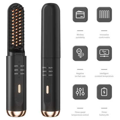 Cordless Beard Straightener Brush for Fast Styling - Smarsty
