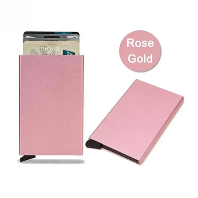 Anti Rfid Blocking Smart Wallet for Men Women ID Bank Credit Card Holder Metal Thin Slim Women Wallets Pop Up Minimalist Purse - Smarsty