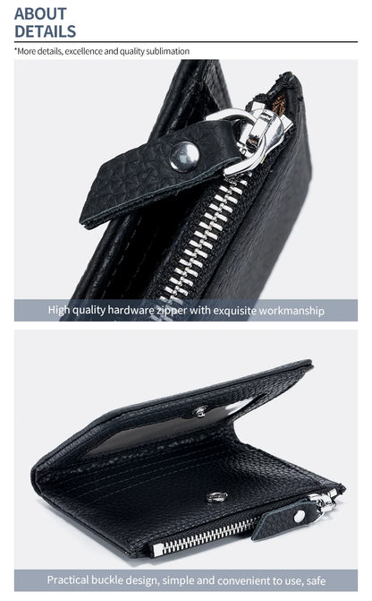 Genuine Leather Men Women Cute Short Wallet Luxury Solid Zipper Coin Purse rfid Bank Credit Card Holder Slim Small Money Bag