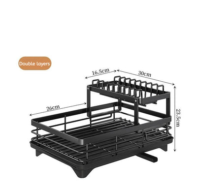 Stainless Steel Dish Drying Rack Adjustable Kitchen Plates Organizer with Drainboard Over Sink Plate Drainer Storage Organizer by Smarsty