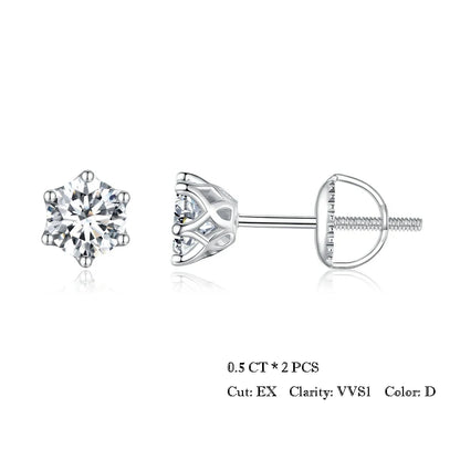 Moissanite Stud Earrings Sterling Silver Brilliant Cut - Smarsty