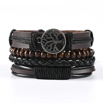 Men’s Leather Braided Bracelets Vintage Ethnic Wristband - Smarsty